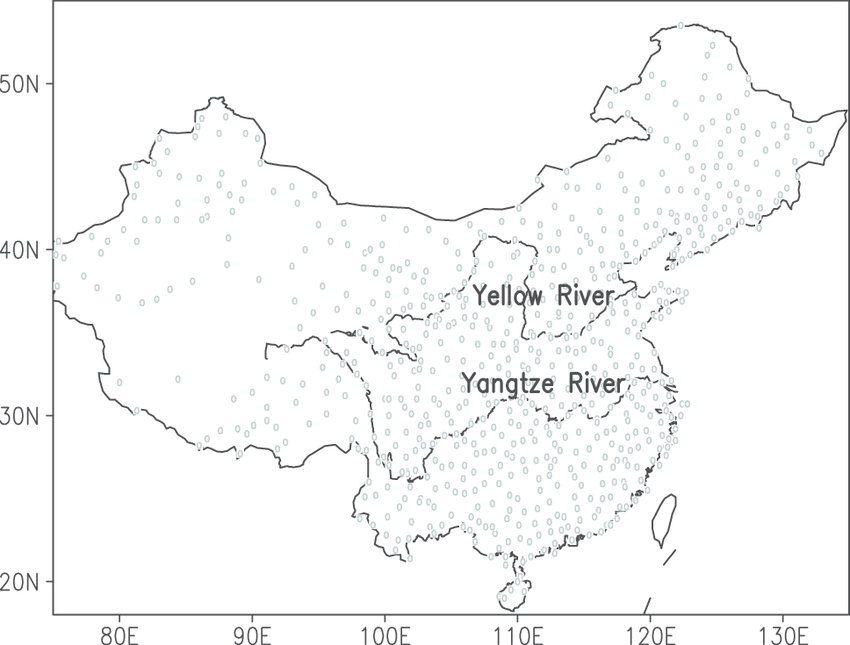 850x645 Distribution Of 693 Rain Gauge Stations Over China.