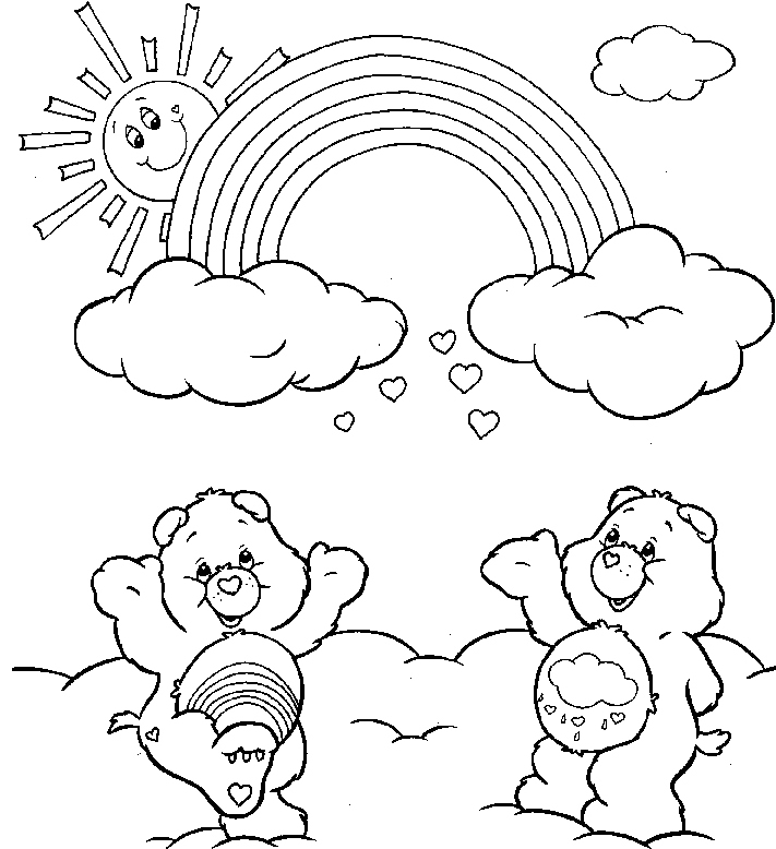 711x778 Rainbow Care Bears Coloring Drawing Color Sheets