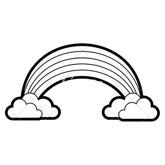 550x550 Rainbow With Clouds Cartoon Icon