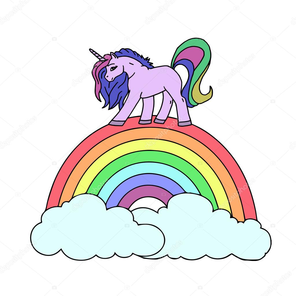 1024x1024 Unicorn And Rainbow On A White Background. Unicorn Vector