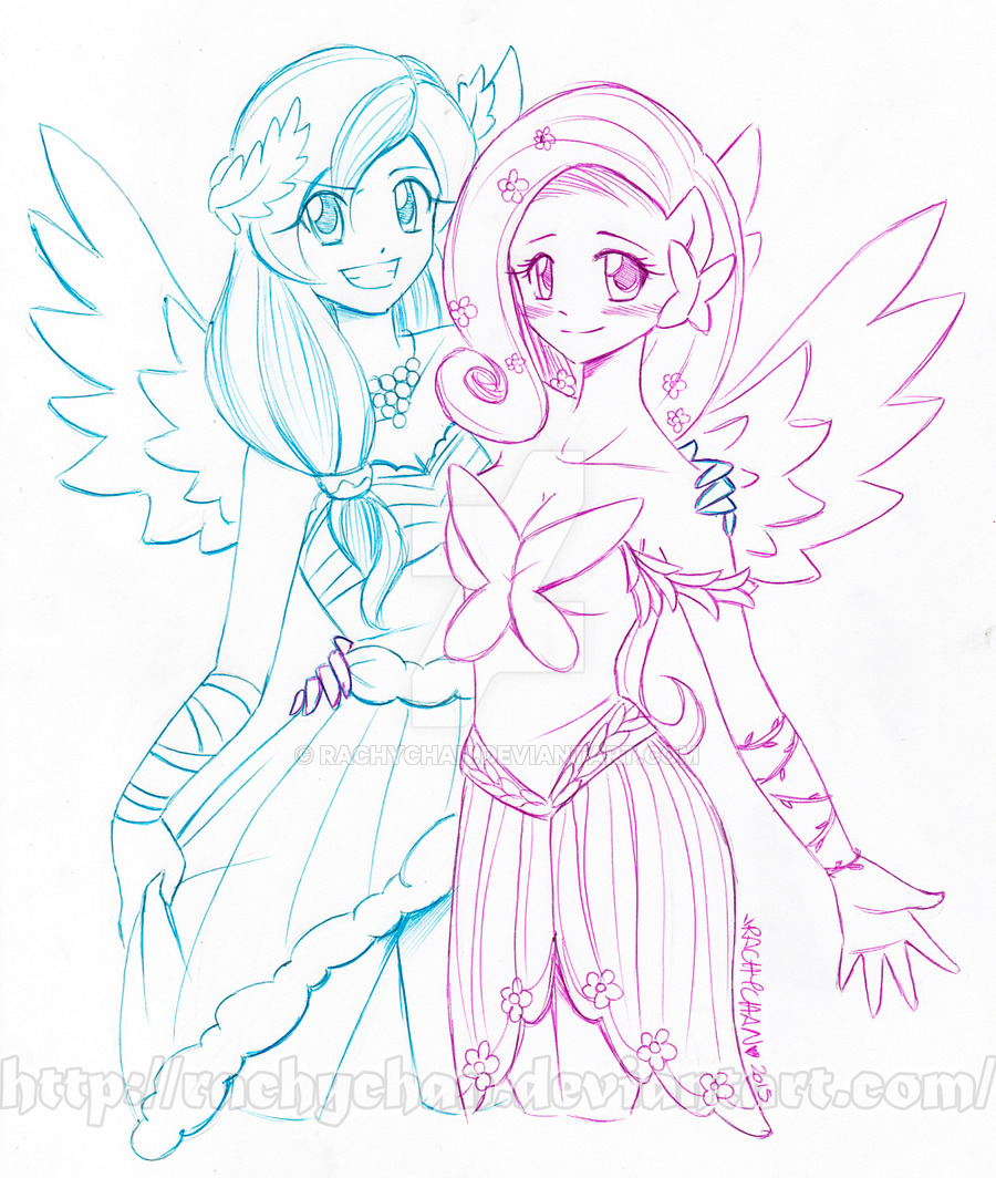 900x1064 Rainbowdash And Fluttershy [Commiss.] By Rachychan