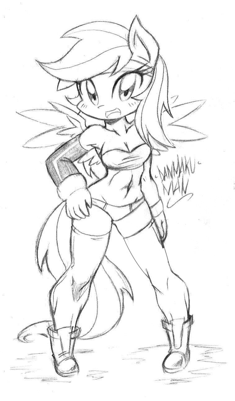 757x1290 Anthro Rainbow Dash Sketch By Danmakuman