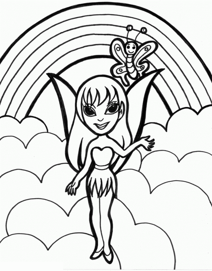 687x879 Coloring Pages Coloring Pages Draw A Fairy For Kids Rainbow