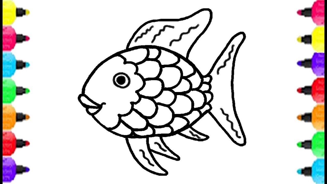 1280x720 Fish Coloring Pages How To Draw Fish And Coloring Fish Rainbow