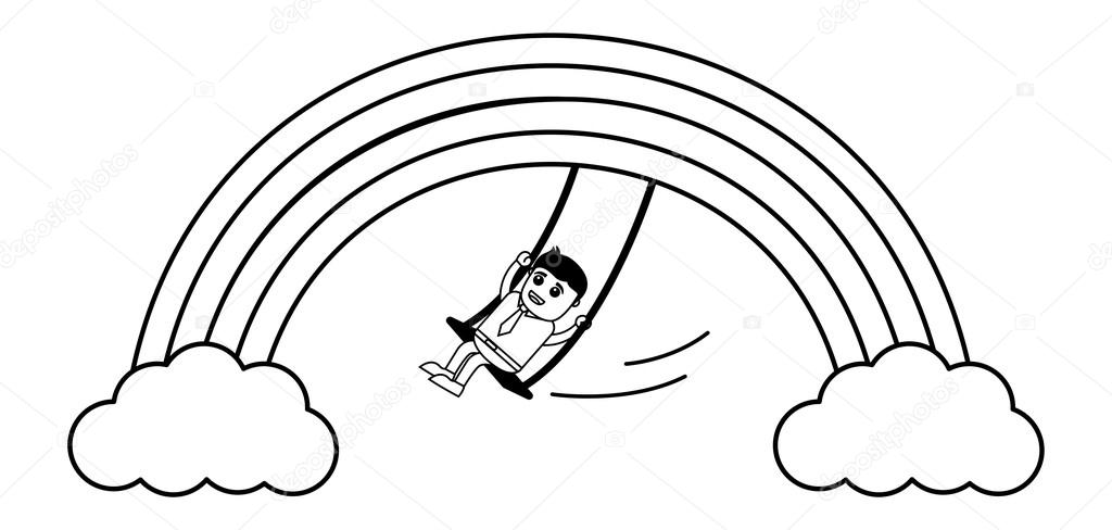 1024x488 Man Swinging On Rainbow Vector Stock Vector Baavli