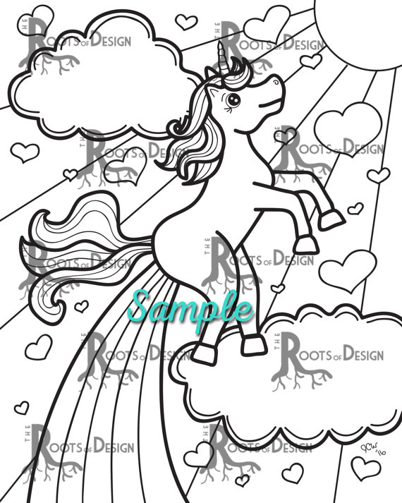 570x713 Instant Download Coloring Page Farting Rainbow Unicorn Drawing