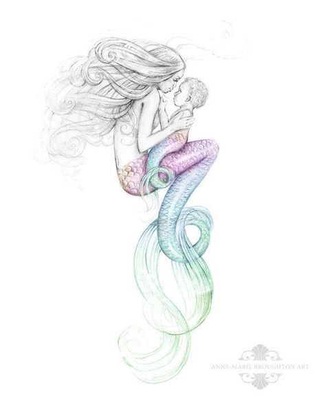 474x583 8x10 Inch Print Mother Mermaid And Rainbow Baby Colour Splash