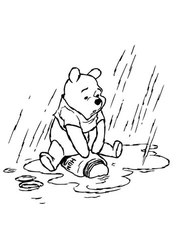 343x480 Winnie The Pooh In The Rainy Day Coloring Page Free Printable