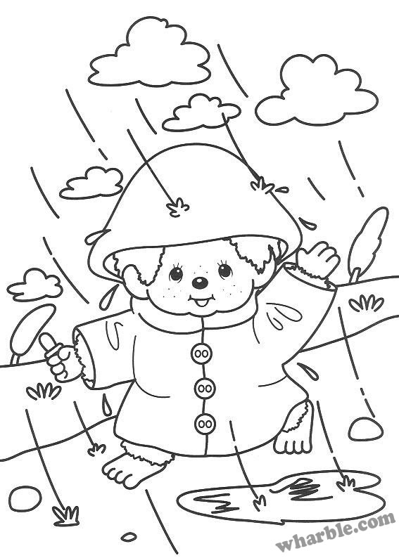 567x794 Rainy Day Monchhichi Coloring Page Coloring