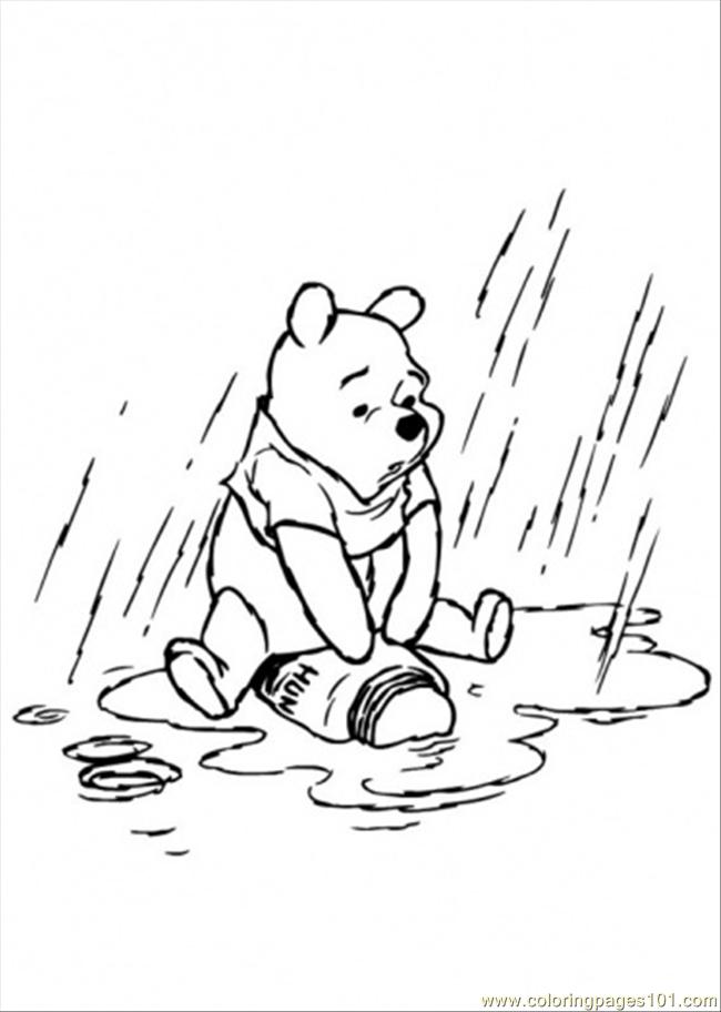 650x912 Pooh In The Rainy Day Coloring Page