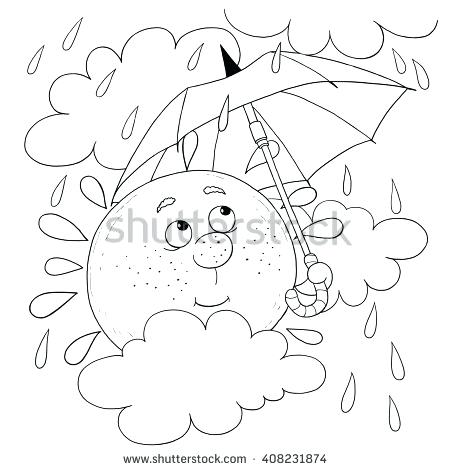 450x470 Weather Coloring Book And Illustration Of A Cute Sun With Umbrella