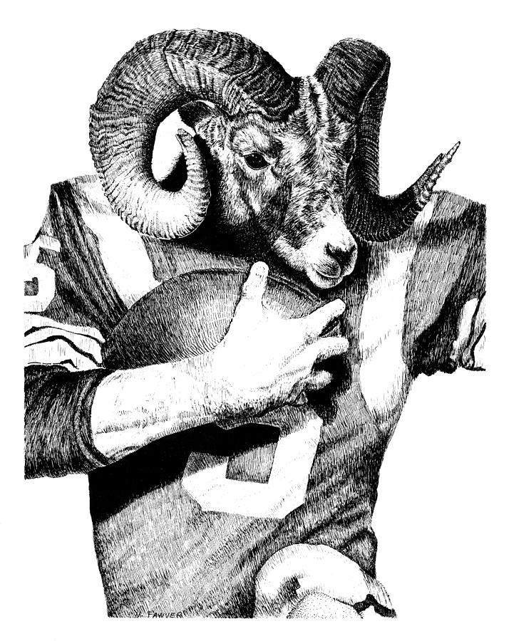 714x900 Ram Football Player Drawing By Melinda Fawver