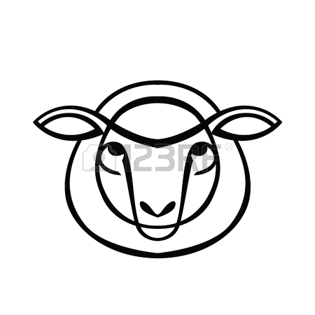 450x450 Color Stylized Drawing Of Sheep Or Ram