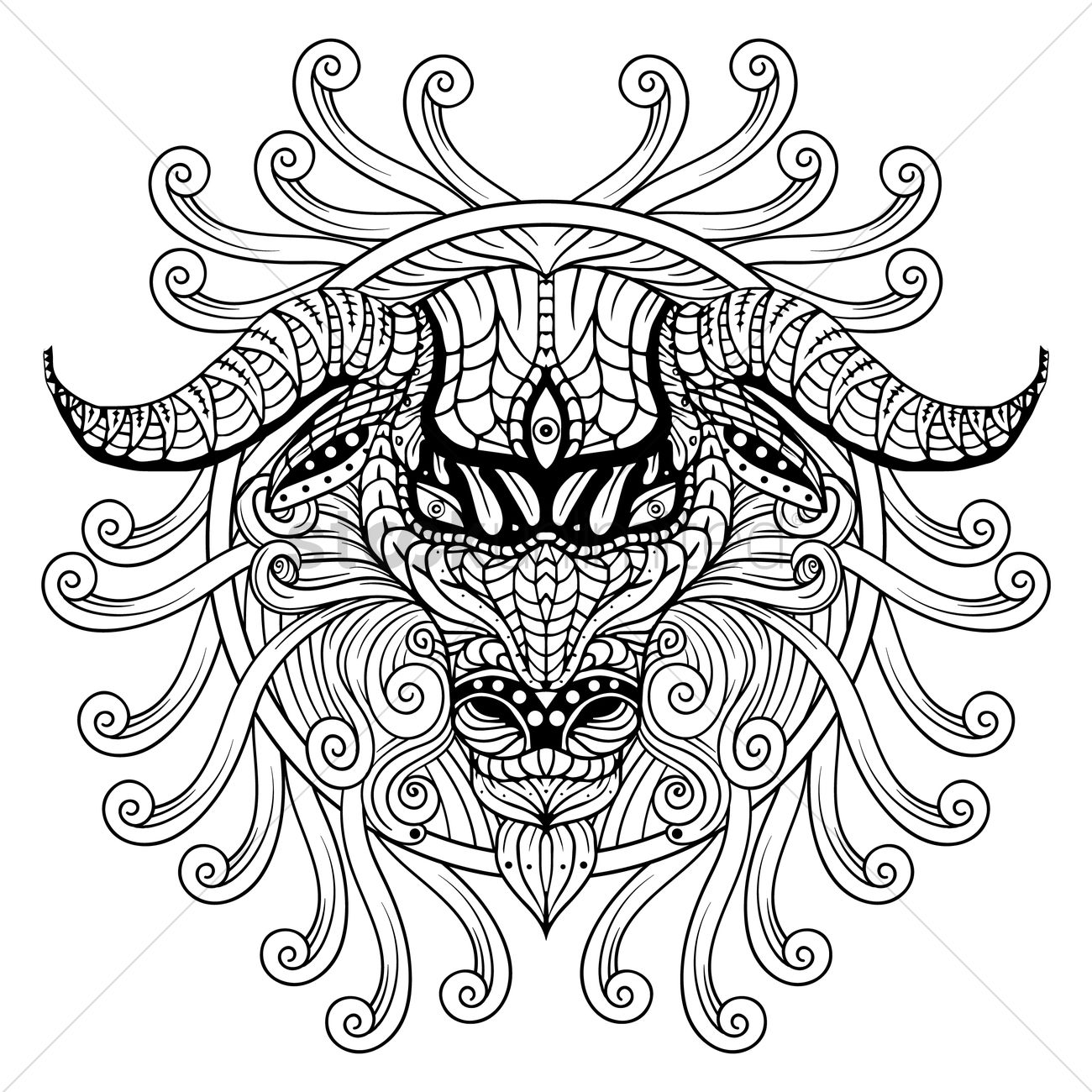 1300x1300 Free Intricate Ram Design Vector Image