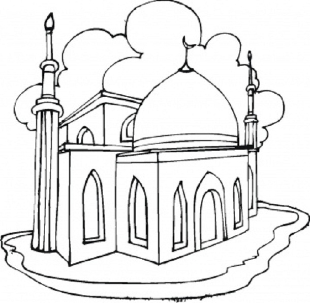 610x595 Mosque Coloring Pages Of Eid And Ramadan Free Coloring Pages