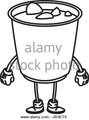 300x406 Soup Ramen Food Japanese Cartoon Character Outline Stock Vector