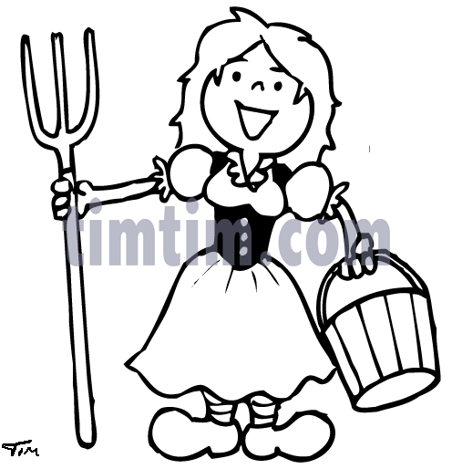 496x514 Free Drawing Of Farm Girl Bw From The Category Occupations + Jobs