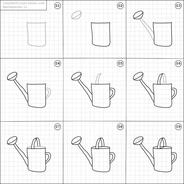 590x590 How To Draw A Watering Can. How To Draw Man Made Things Houses