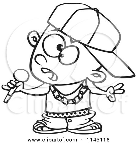 450x470 Cartoon Clipart Of A Black And White Black Boy Rapper Musician