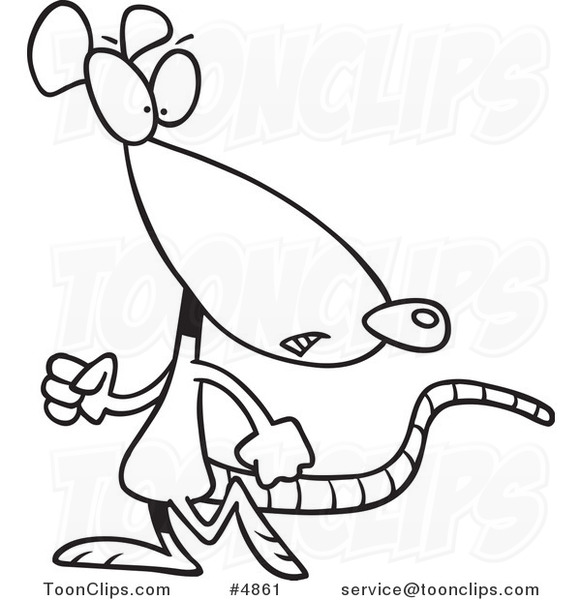 581x600 Cartoon Black And White Line Drawing Of A Rat Looking Back