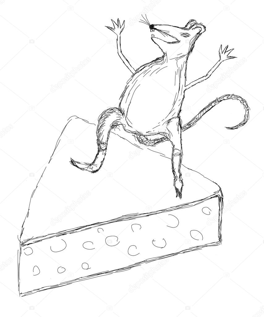 854x1023 Drawing Of A Rat On Cheese Stock Photo Risto40