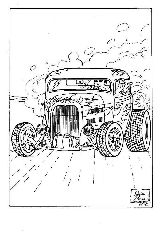 531x750 Coloring Page Hot Rod