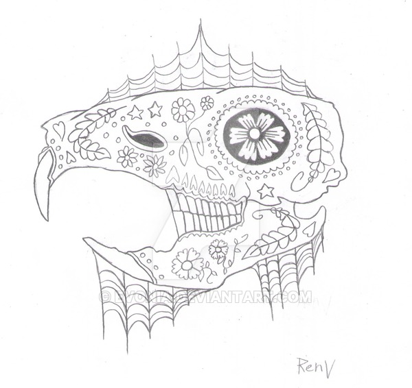 600x566 Rat Sugar Skull Tattoo With Spiderwebs By Evonia