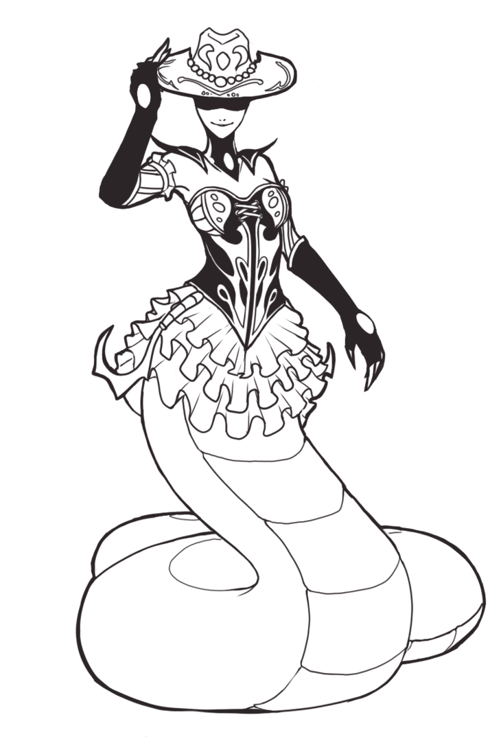 730x1095 Rattlesnake Cassiopeia Lineart By Gladosy