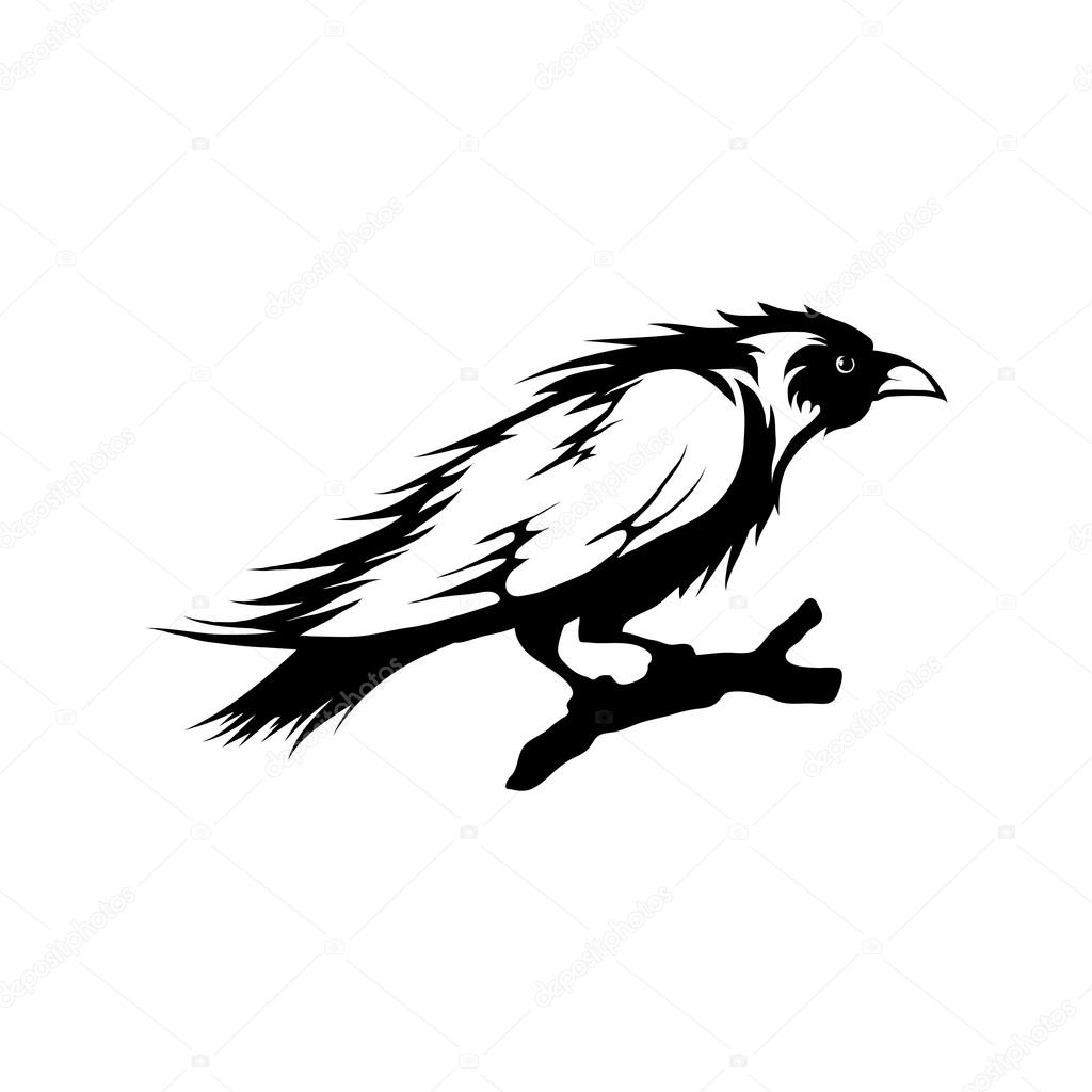 1024x1024 Raven Logo Template Stock Vector