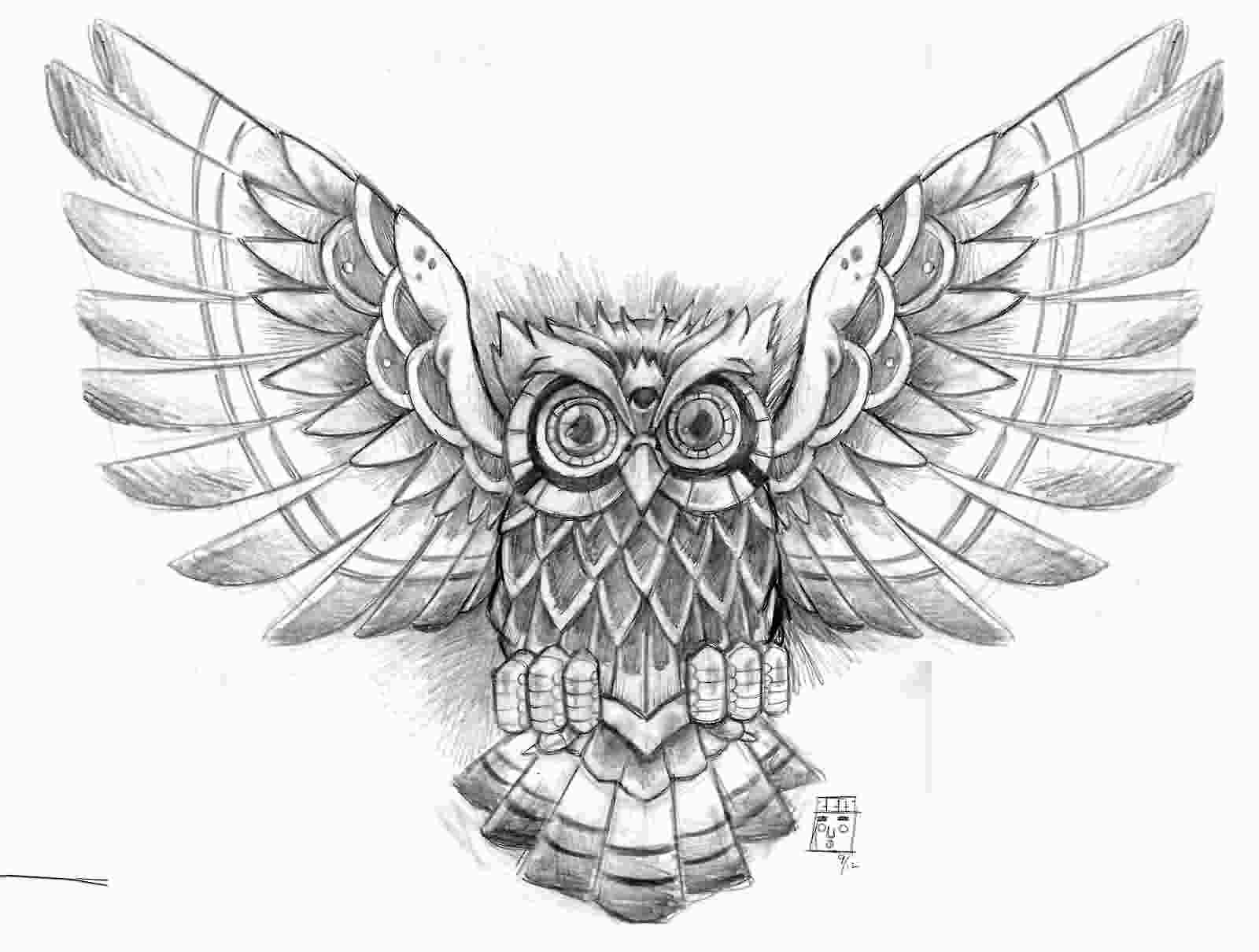 1600x1210 Owl With Open Wings Tattoo Design Tattoo's Tattoo