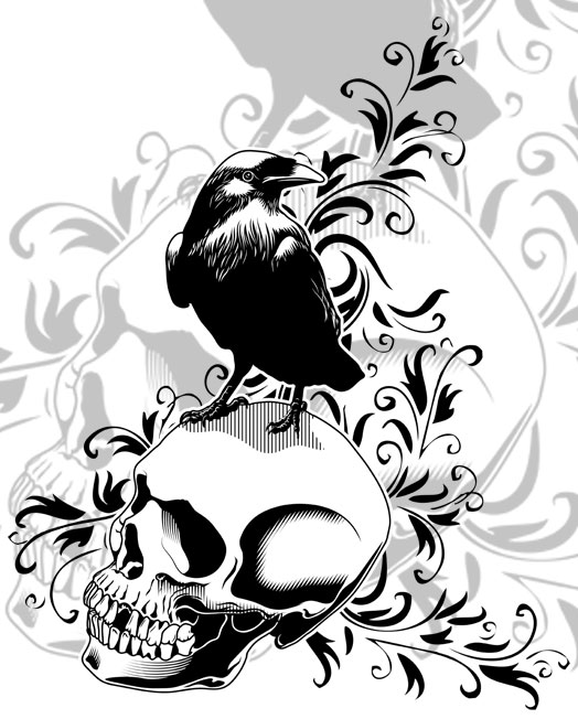 524x652 Raven Skull By Zirkon777