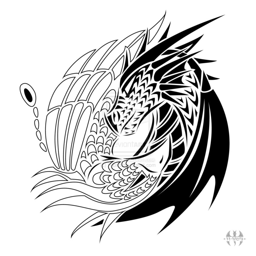 894x894 Collection Of Phoenix Dragon And Yin Yang Tattoo Model