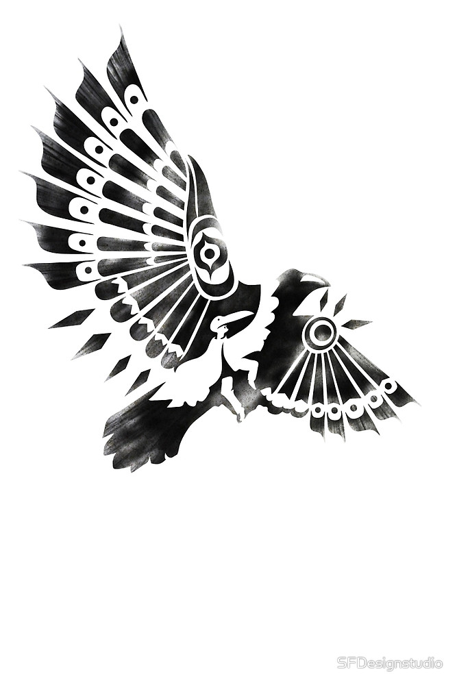 667x1000 Raven Crow Shaman Tribal Tattoo Design By Sfdesignstudio Redbubble