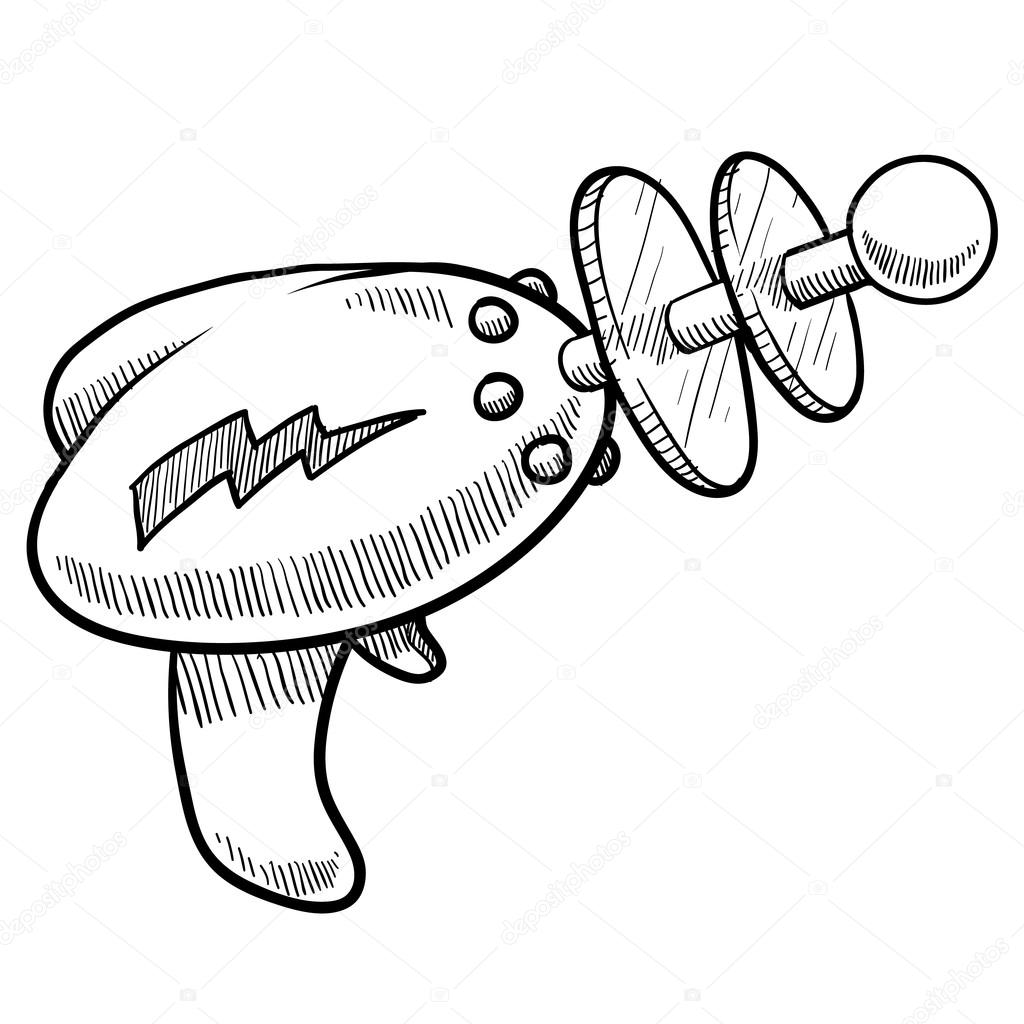 1024x1024 Retro Laser Pistol Sketch Stock Vector Lhfgraphics