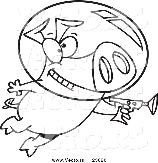 600x620 Vector Of A Cartoon Space Pig Using A Ray Gun