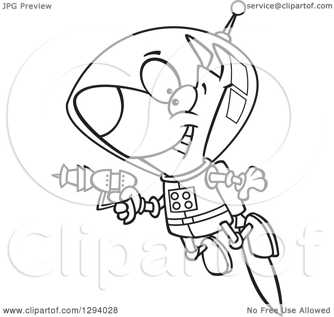 1080x1024 Lineart Clipart Of A Black And White Cartoon Happy Space Dog
