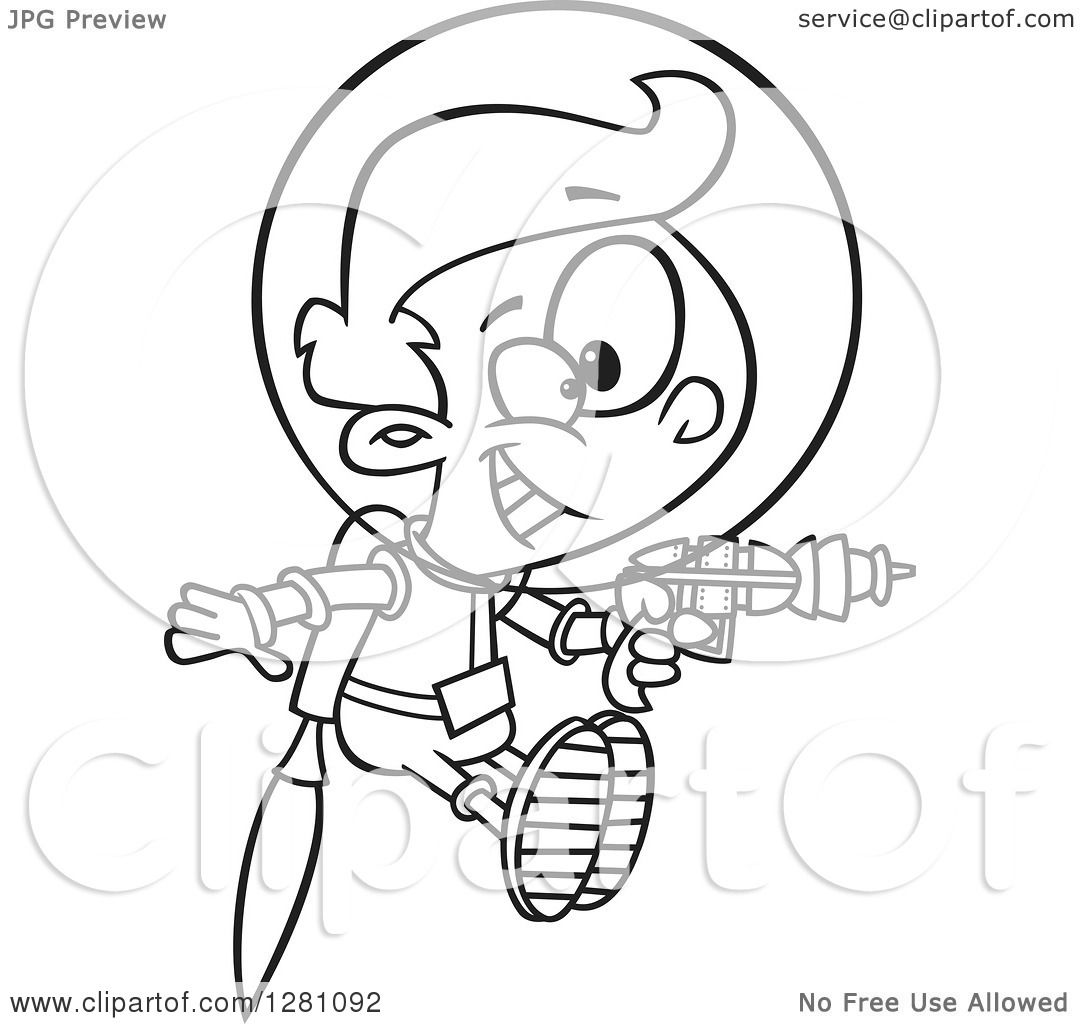 1080x1024 Cartoon Clipart Of A Black And White Cartoon Happy Space Boy