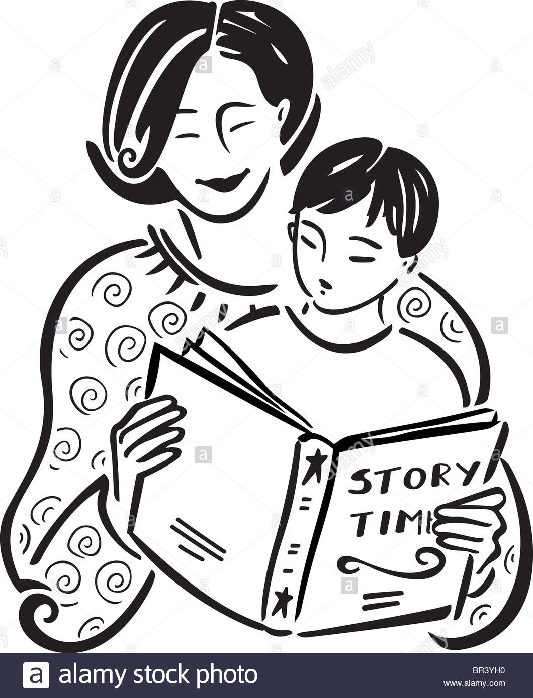 1060x1390 A Mother Reading A Story Book To Her Son Stock Photo 31434956