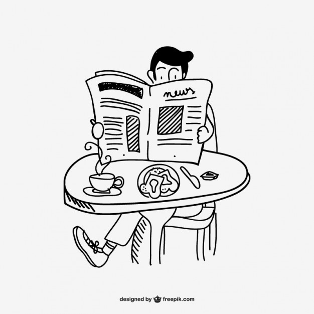 626x626 Man Reading Newspaper Drawing Vector Free Download