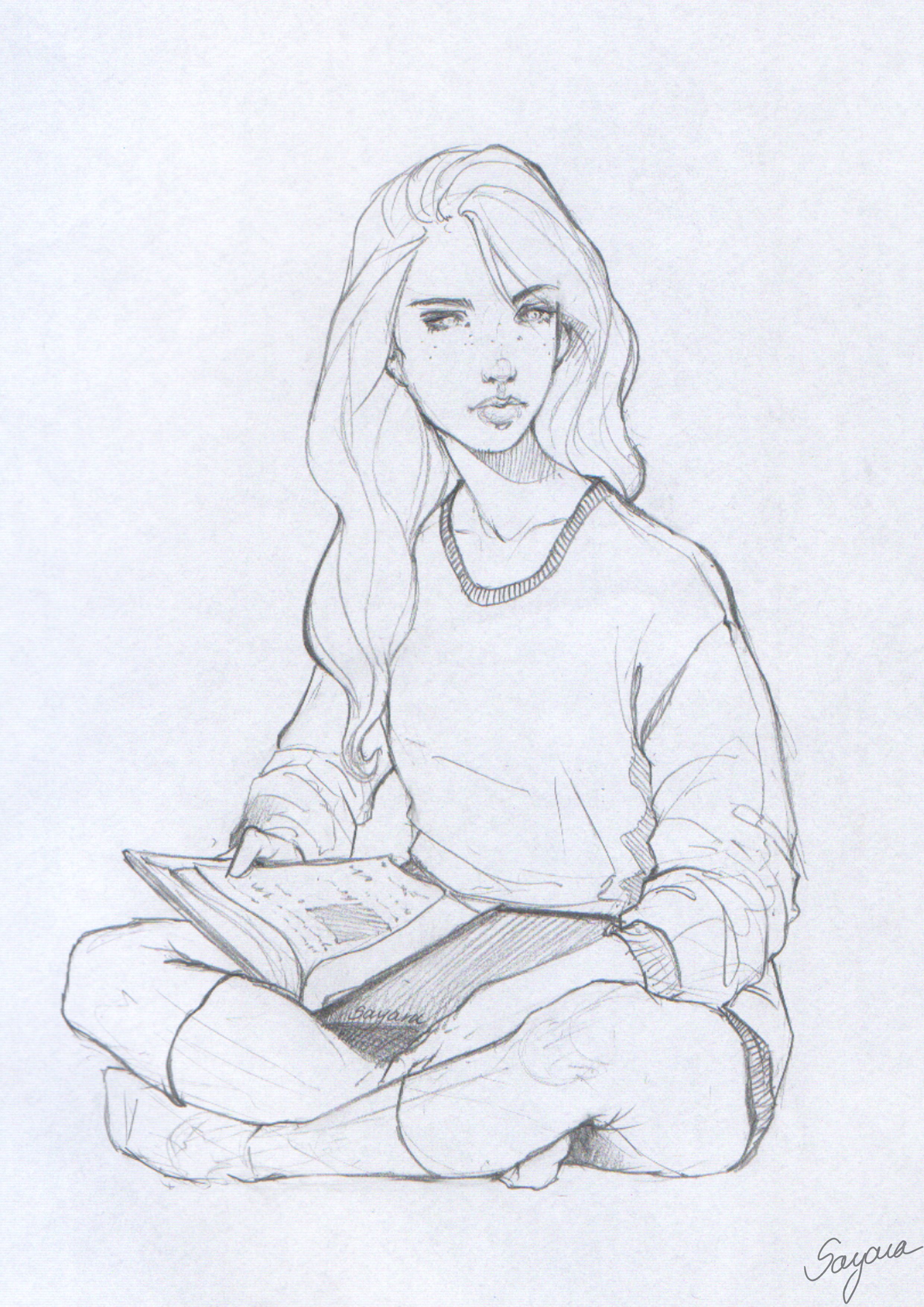 2480x3508 Reading Girl By Sayara On @ Draw It 2