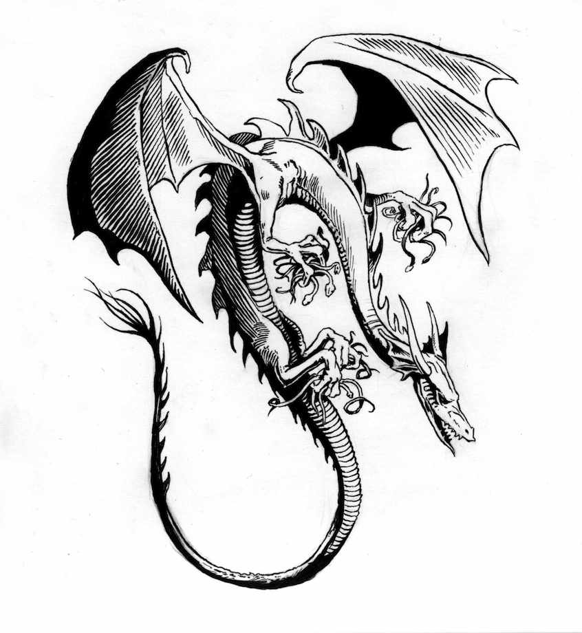 846x920 Awesome Drawings Of Dragons Interior Illustration, The Real