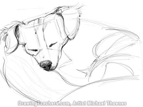 550x413 How To Draw A Dog Lying Down