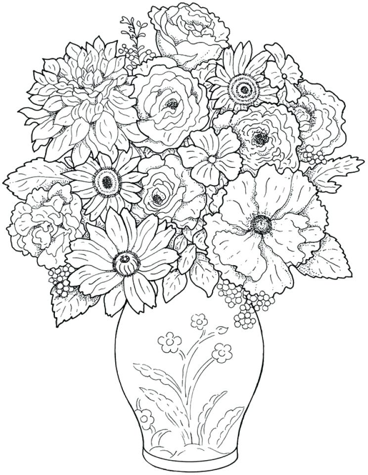 744x960 Realistic Flower Coloring Pages Detailed Flowers Coloring Pages