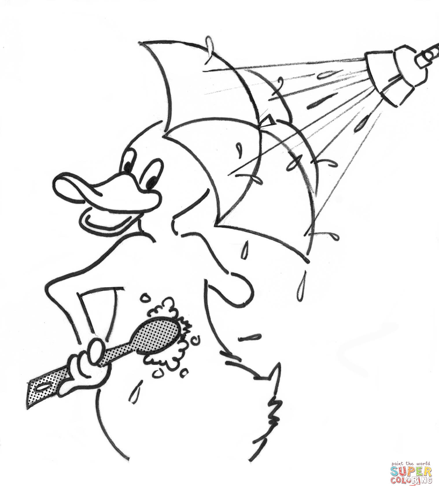 1518x1701 Cartoon Duck In Shower Coloring Page Free Printable Coloring Pages