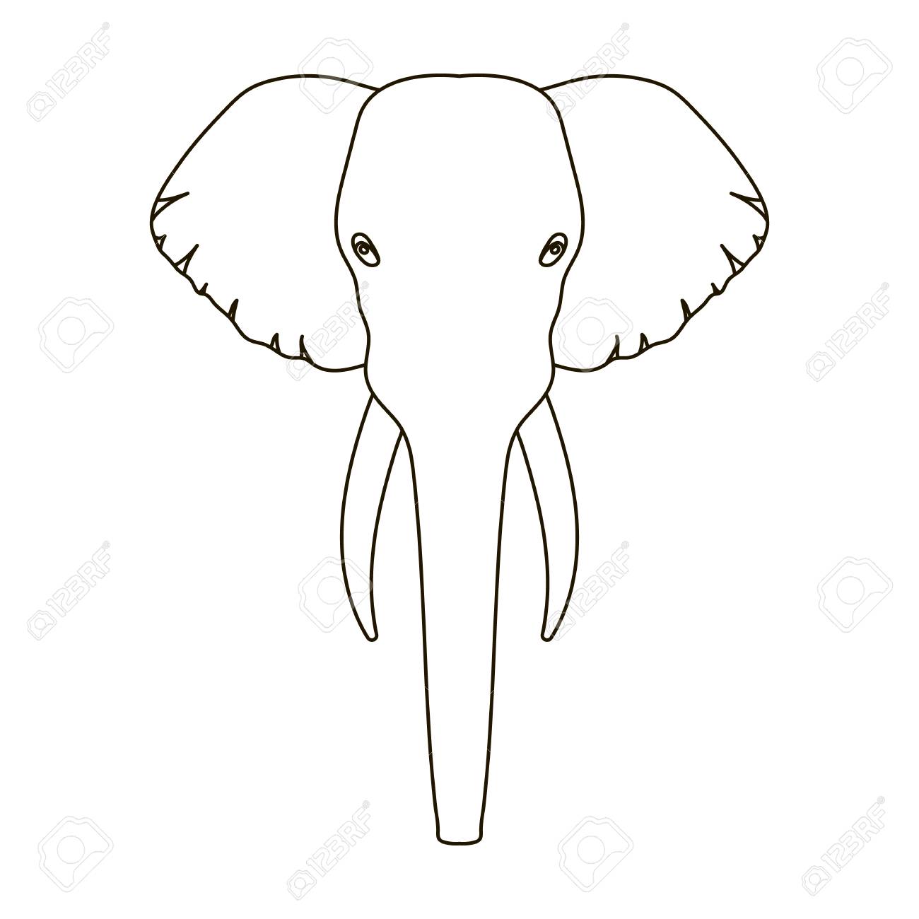 1300x1300 Elephant Icon In Outline Style Isolated On White Background