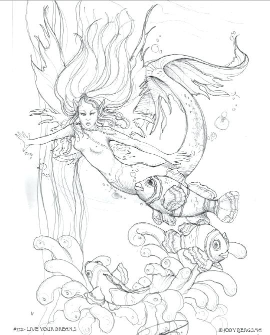 540x669 Mermaid Coloring Pages For Adults