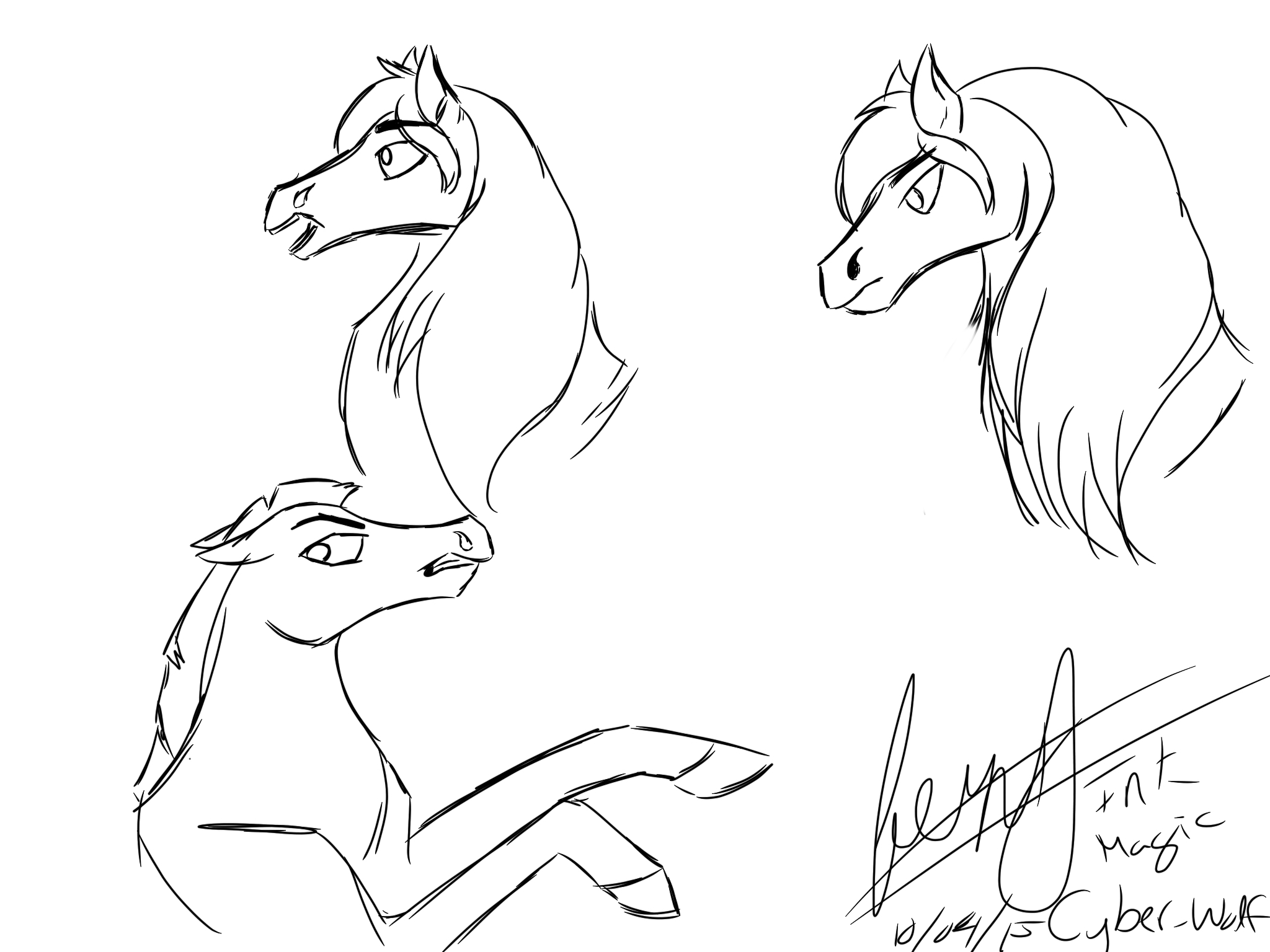 2048x1536 Semi Realistic Horse Sketches Inspired By Spirit Comrades In Art