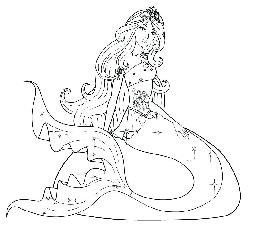 820x732 Mermaid Color Page Realistic Mermaid Coloring Pages Barbie Merliah
