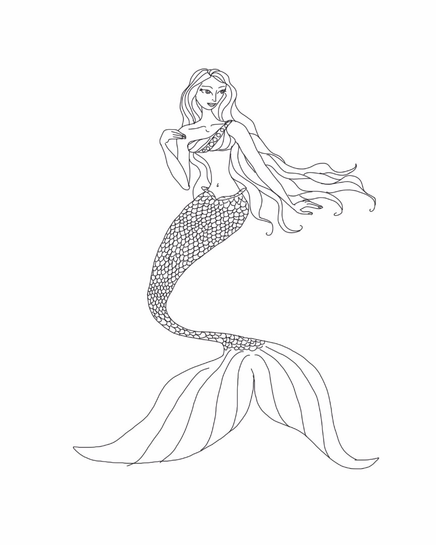 864x1080 Mermaid Coloring Pages