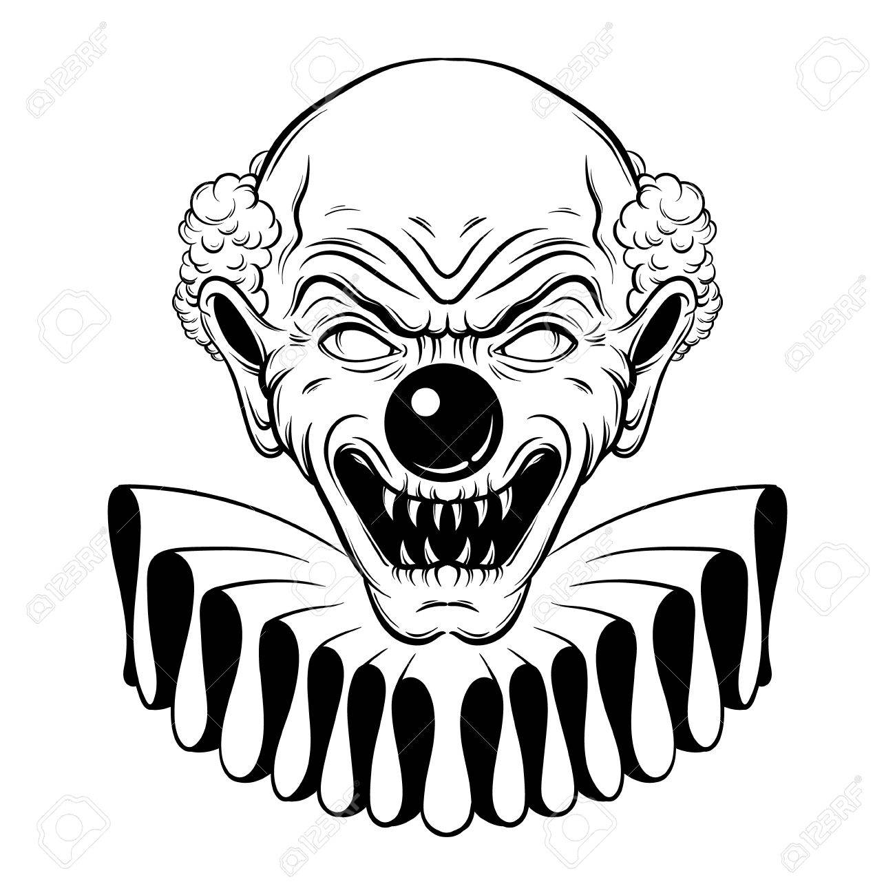 1300x1300 Vector Hand Drawn Illustration Of Angry Clown. Tattoo Artwork